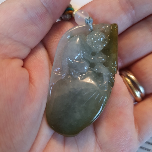 Natural Untreated Monkey Burmese Jadeite Jade Pendant Necklace - Picture 9 of 13
